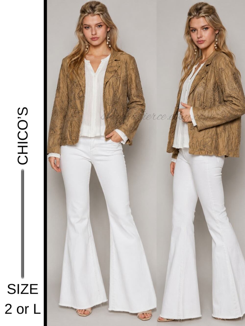 MSRP $249✨Size L (Chico’s 2) Vintage Chico’s Silk Embroidered Open Front Jacket✨